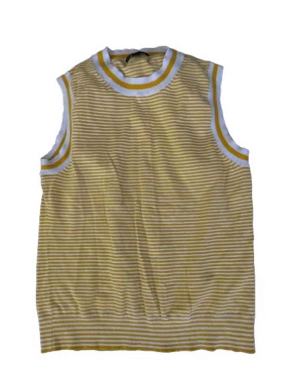 J. Crew Yellow and White Striped Sleeveless Tank
